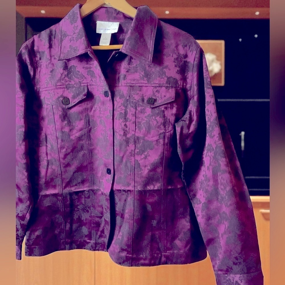 Susan Graver Deep Purple Jean Jacket - Picture 3 of 11